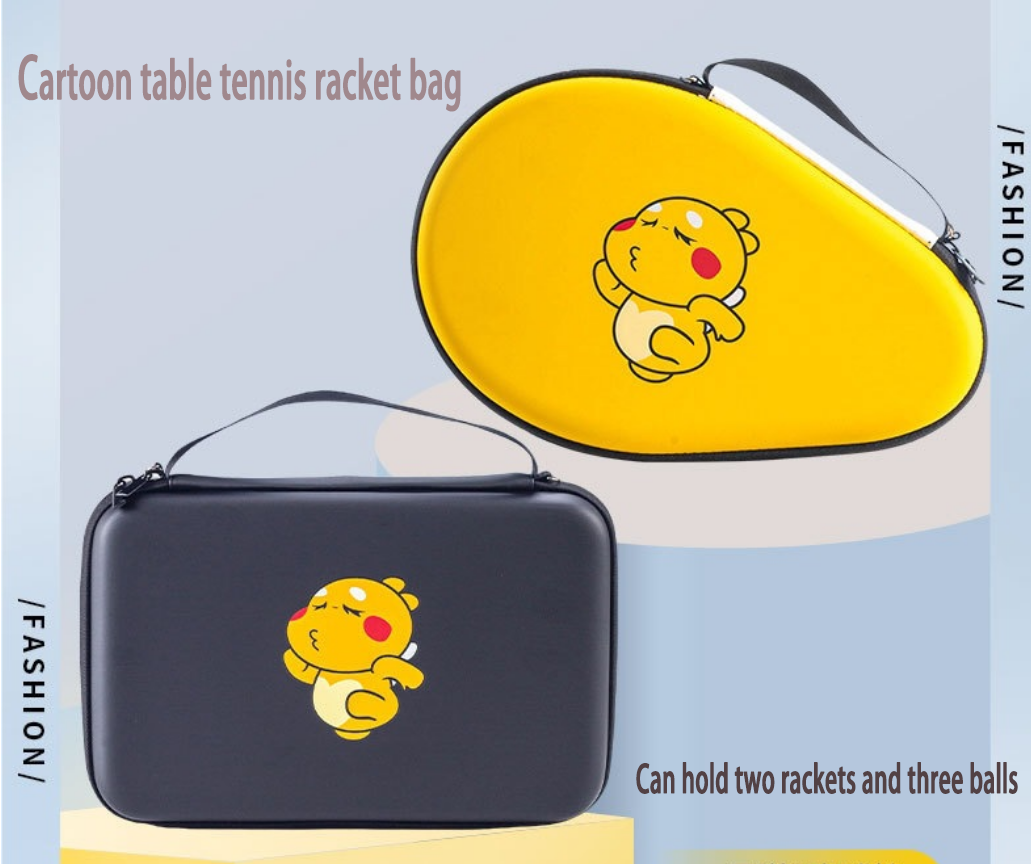 Table Tennis Cartoon - 귀여운 만화 사각형 탁구 패들 가방,